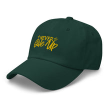 Load image into Gallery viewer, 'Never Give Up' Gold Embroidered Dad Hat