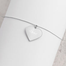 Load image into Gallery viewer, 'Love Heart' Engraved Silver Heart Necklace