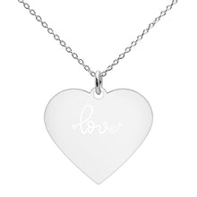 Load image into Gallery viewer, 'Love Heart' Engraved Silver Heart Necklace