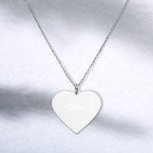 Load image into Gallery viewer, 'Love Heart' Engraved Silver Heart Necklace