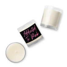 Load image into Gallery viewer, 'Addicted To Pink' Black & Pink Design Glass Jar Soy Wax Candle