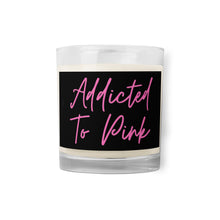 Load image into Gallery viewer, 'Addicted To Pink' Black & Pink Design Glass Jar Soy Wax Candle