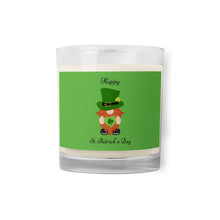 Load image into Gallery viewer, 'Happy St. Patrick's Day Gnome' Green Glass Jar Soy Wax Candle