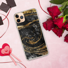 Load image into Gallery viewer, 'Black & Gold Marble Print' iPhone Case
