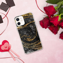 Load image into Gallery viewer, 'Black & Gold Marble Print' iPhone Case