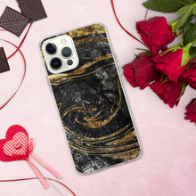 Load image into Gallery viewer, 'Black & Gold Marble Print' iPhone Case