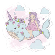 Load image into Gallery viewer, 'Unicorn Whale Princess' Bubble-free stickers
