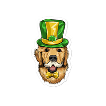 Load image into Gallery viewer, 'Golden Retriever Dog St. Patrick's Day Outfit' Bubble-free stickers
