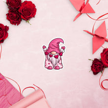 Load image into Gallery viewer, 'Pretty In Pink Heart Gnome' Bubble-Free Stickers