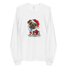 Load image into Gallery viewer, 'Santa Pug' Long sleeve unisex t-shirt Made in USA