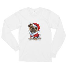 Load image into Gallery viewer, 'Santa Pug' Long sleeve unisex t-shirt Made in USA