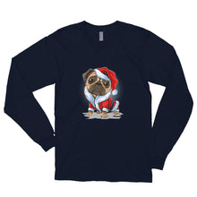 Load image into Gallery viewer, 'Santa Pug' Long sleeve unisex t-shirt Made in USA