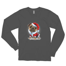Load image into Gallery viewer, 'Santa Pug' Long sleeve unisex t-shirt Made in USA