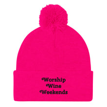 Load image into Gallery viewer, 'Worship Wine Weekends' Pom-Pom Beanie