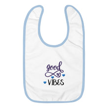 Load image into Gallery viewer, 'Good Vibes' Embroidered Baby Bib