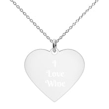 Load image into Gallery viewer, 'I Love Wine' Engraved Silver Heart Necklace