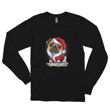 Load image into Gallery viewer, 'Santa Pug' Long sleeve unisex t-shirt Made in USA