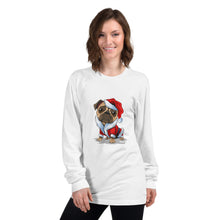 Load image into Gallery viewer, 'Santa Pug' Long sleeve unisex t-shirt Made in USA