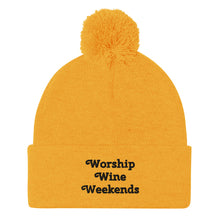 Load image into Gallery viewer, 'Worship Wine Weekends' Pom-Pom Beanie