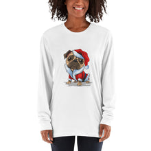 Load image into Gallery viewer, 'Santa Pug' Long sleeve unisex t-shirt Made in USA