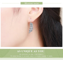 Load image into Gallery viewer, Vintage Long Drop Feather Wing Earrings