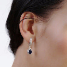 Load image into Gallery viewer, Sapphire & Sterling Silver Waterdrop Earrings