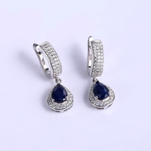 Load image into Gallery viewer, Sapphire & Sterling Silver Waterdrop Earrings
