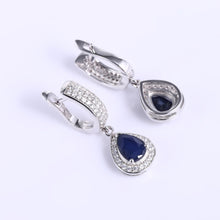 Load image into Gallery viewer, Sapphire & Sterling Silver Waterdrop Earrings