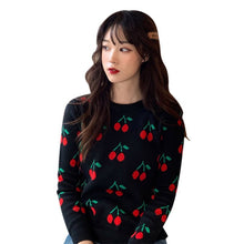 Load image into Gallery viewer, Women's Long Sleeved Cherry Sweater