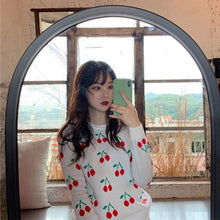 Load image into Gallery viewer, Women's Long Sleeved Cherry Sweater