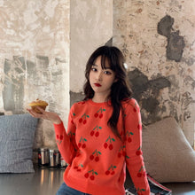 Load image into Gallery viewer, Women's Long Sleeved Cherry Sweater
