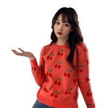 Load image into Gallery viewer, Women's Long Sleeved Cherry Sweater
