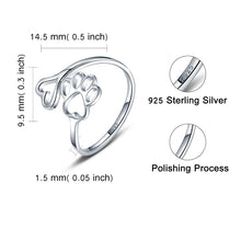 Load image into Gallery viewer, Pawprint & Heart Silver Accent Ring