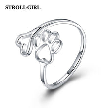 Load image into Gallery viewer, Pawprint & Heart Silver Accent Ring