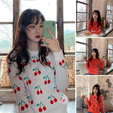 Load image into Gallery viewer, Women's Long Sleeved Cherry Sweater