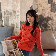 Load image into Gallery viewer, Women's Long Sleeved Cherry Sweater