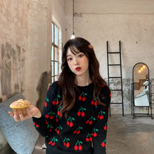 Load image into Gallery viewer, Women's Long Sleeved Cherry Sweater
