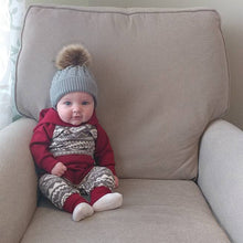 Load image into Gallery viewer, Infant Hooded Sweater Style Romper