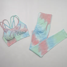 Load image into Gallery viewer, 2pcs Tie Dye Seamless High Waist Yoga Matching Set