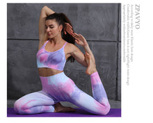 Load image into Gallery viewer, 2pcs Tie Dye Seamless High Waist Yoga Matching Set