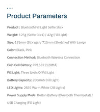 Load image into Gallery viewer, Wireless Bluetooth Selfie Stick with Led Ring Light Foldable Tripod For Smart Phones