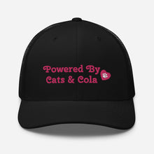 Load image into Gallery viewer, 'Powered By Cats & Cola Paw Print' Trucker Cap