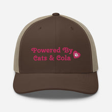 Load image into Gallery viewer, 'Powered By Cats & Cola Paw Print' Trucker Cap
