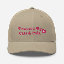 Load image into Gallery viewer, 'Powered By Cats & Cola Paw Print' Trucker Cap
