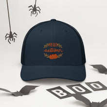 Load image into Gallery viewer, 'Hello Autumn Pumpkin' Trucker Cap