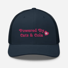 Load image into Gallery viewer, 'Powered By Cats & Cola Paw Print' Trucker Cap