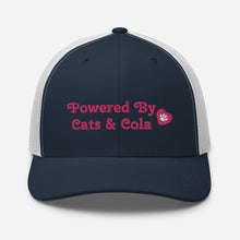 Load image into Gallery viewer, 'Powered By Cats & Cola Paw Print' Trucker Cap