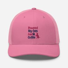 Load image into Gallery viewer, ‘Powered By Cats & Coffee’ Trucker Cap