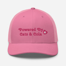 Load image into Gallery viewer, 'Powered By Cats & Cola Paw Print' Trucker Cap