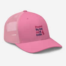 Load image into Gallery viewer, ‘Powered By Cats & Coffee’ Trucker Cap